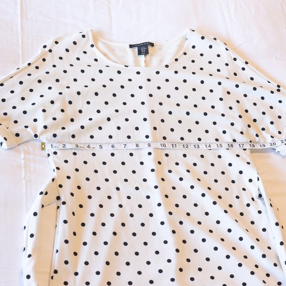 TAHARI Belted Tie Polka Dot Shirt, XS - Picture 3 of 6